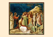 Buchbeilage: Postkarte Die Auferweckung des Lazarus von Giotto di Bondone (1266-1337)